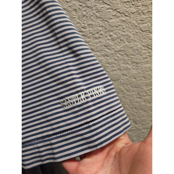 Peter Millar Castle Pines Golf Course Men's Polo Size XL Gray Lavender Stripe - Picture 3 of 6